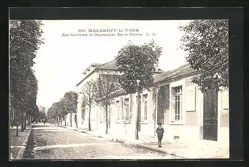 AK Malakoff-la-Tour, Rue Gambetta et Dispensaire Marie-Therese