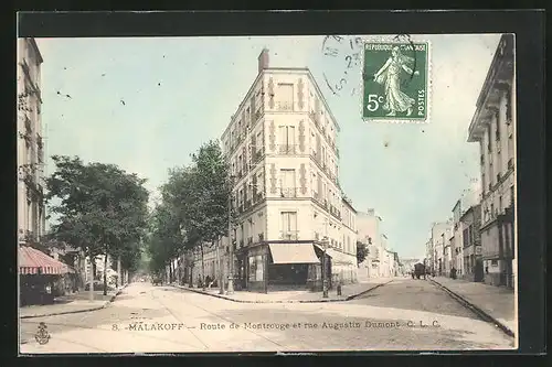 AK Malakoff, Route de Montrouge et rue Augustin Dumont