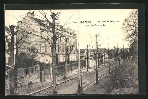AK Clamart, La Rue de Meudon qui fait en bas