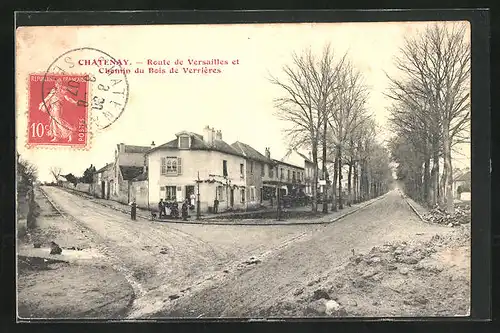 AK Chatenay, Route de Versailles et Chemin du Bois de Verriéres