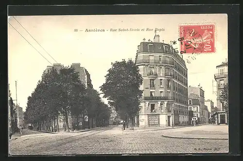 AK Asniéres, Rue Saint-Denis et Rue Bapts