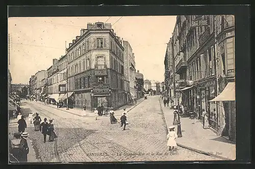AK Asniéres, la Grande Rue et la Rue de Paris