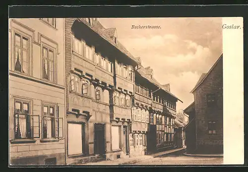 AK Goslar, Strassenpartie in der Becherstrasse