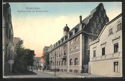 AK Aschersleben, Bestehornstrasse mit Bestehornhaus