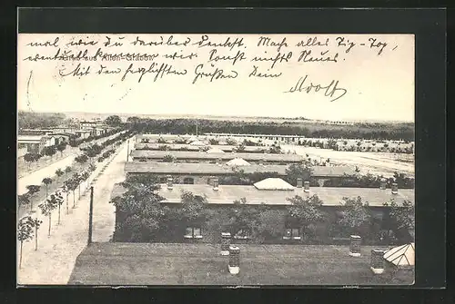 AK Alten-Grabow, Panoramablick auf das Barackenlager