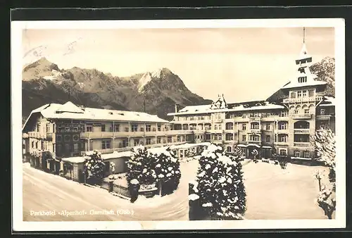 AK Garmisch, Parkhotel Alpenhof im Winter