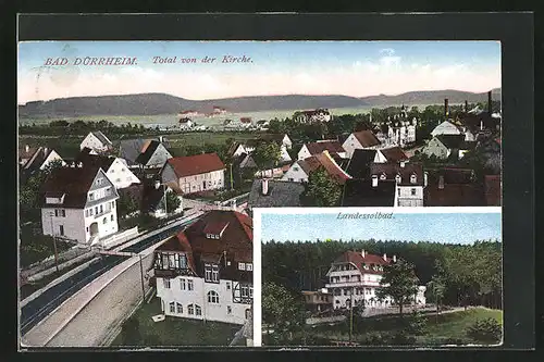 AK Bad Dürrheim, Total von der Kirche, Landessolbad