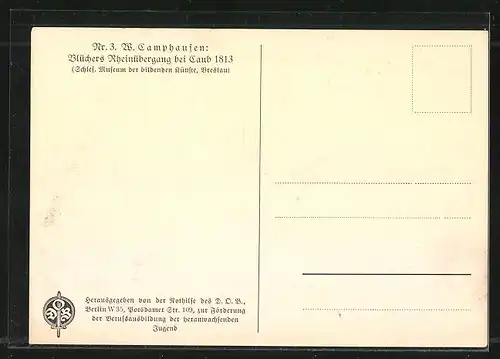 AK Blüchers Rheinübergang bei Caub 1813