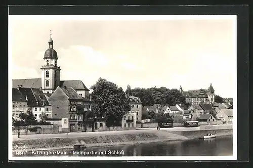 AK Kitzingen / Main, Mainpartie mit Schloss