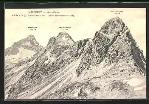 AK Oberstdorf, Heilbronner Weg, Partie v.d. gr. Steinscharte aus