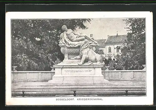 AK Düsseldorf, Blick zum Kriegerdenkmal