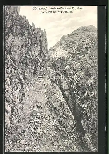 AK Oberstdorf, Heilbronner Weg, Die Gufel am Bockkarkopf