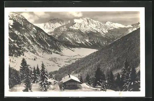 AK Hindelang, Bergwirtshaus zum Horn umgeben von Bergen