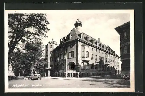 AK Aschersleben, Strassenpartie mit Volkshaus