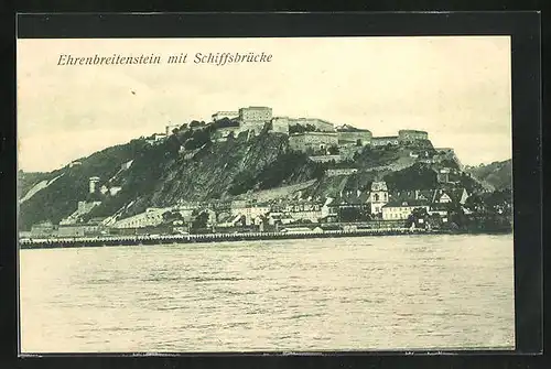 AK Ehrenbreitstein, Ortsansicht mit Schiffsbrücke