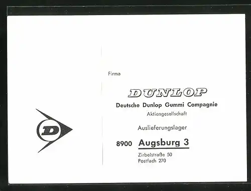 AK Augsburg, Deutsche Dunlop Gummi Compagnie, Zirbelstrasse 50
