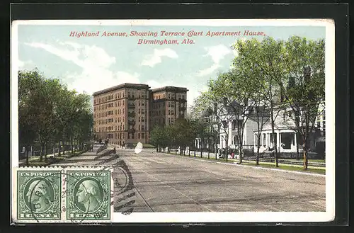AK Birmingham, AL, Highland Avenue, Showing Terrace Court Apartment House