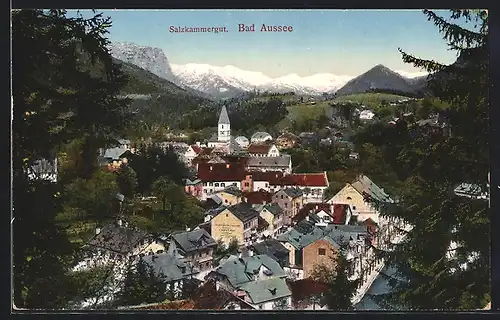 AK Bad Aussee, Ortsansicht aus der Vogelschau