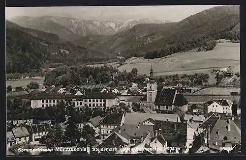 AK Mürzzuschlag, Ortsansicht mit Kirche
