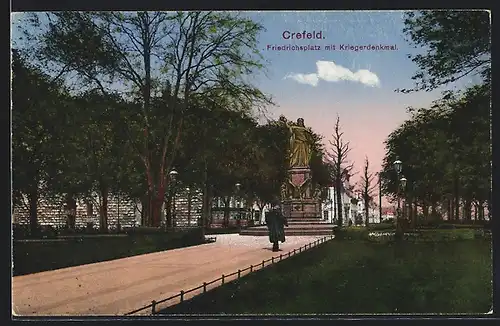 AK Krefeld, Friedrichsplatz mit Kriegerdenkmal