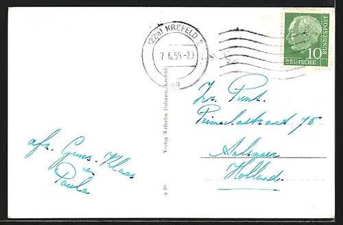 AK Krefeld, Bismarckplatz aus der Vogelschau