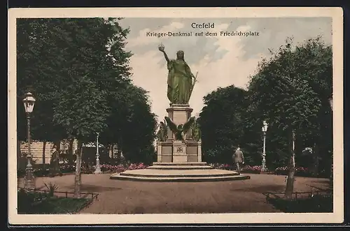 AK Krefeld, Krieger-Denkmal auf dem Friedrichsplatz