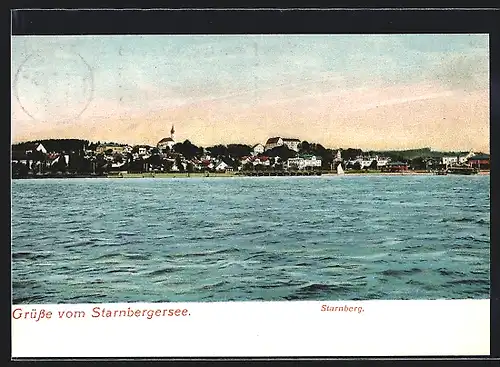 AK Starnberg, Panorama vom Wasser aus gesehen