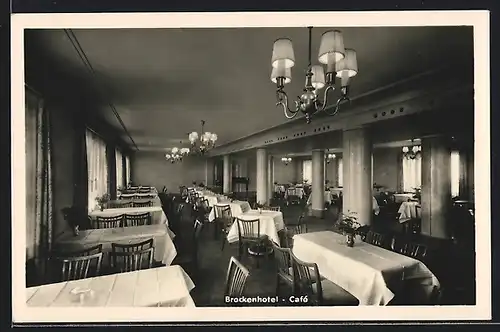 AK Brocken, Innenansicht von Brockenhotel, Cafe