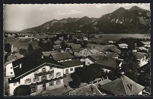 AK Grassau i. Chiemgau, Gasthaus Sperrer, Blick auf Schnappen und Hochgern