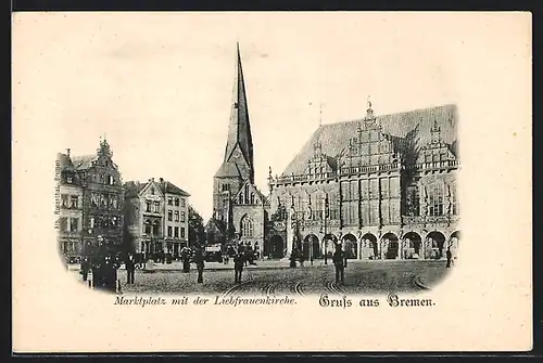 AK Bremen, Marktplatz mit der Liebfrauenkirche