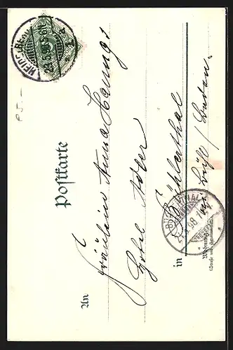 Lithographie Heidelberg, Idyll im Burghof