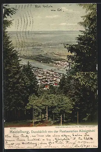 AK Heidelberg / Neckar, Durchblick von der Restauration Königstuhl