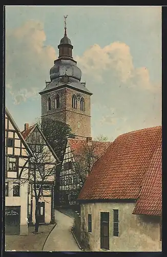 AK Bad Salzuflen, Strassenpartie mit Reform. Kirche