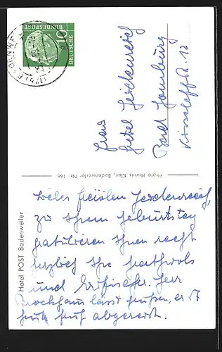 AK Badenweiler, Hotel Post, Innenansicht