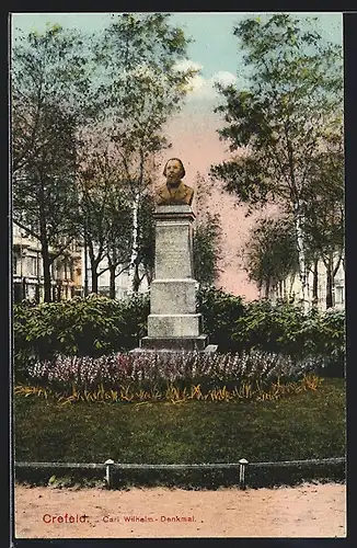 AK Crefeld, Partie am Carl Wilhelm-Denkmal