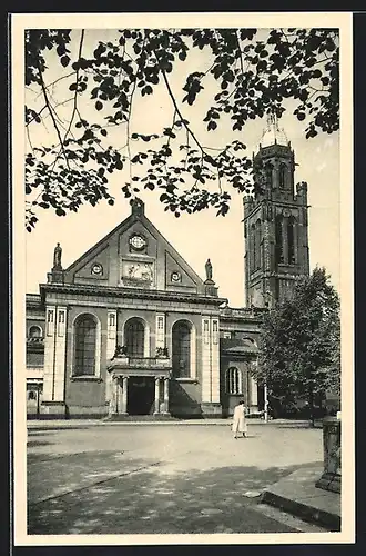 AK Krefeld, Dionysiusplatz mit Kirche