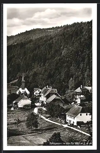 AK Schlageten / Alb-Tal, Gesamtansicht mit Kirche