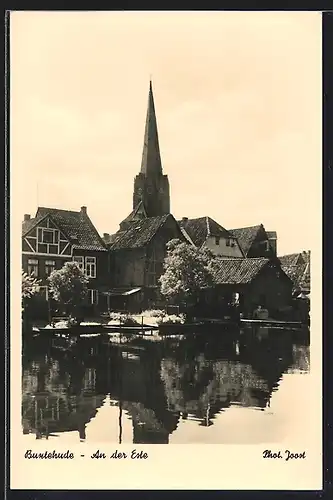 AK Buxtehude, an der Este mit Kirche