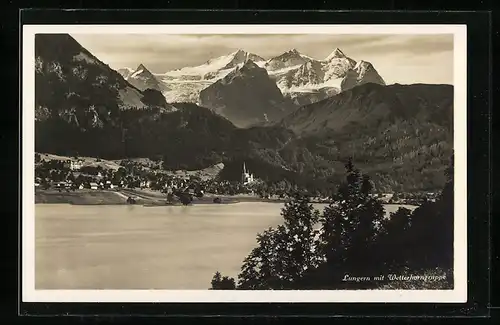 AK Lungern, Panorama mit Wetterhorngruppe