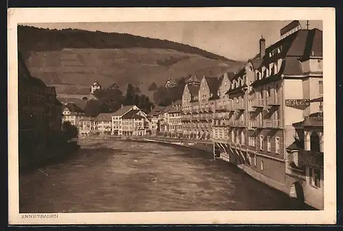 AK Ennetbaden, Limmatpartie mit Hotel