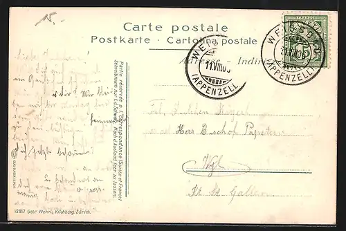 AK Weissbad, Ortspartie aus der Vogelschau