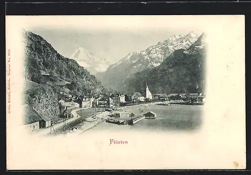 AK Flüelen, Ortsansicht aus der Vogelschau