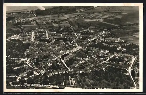 AK Philippsburg / Rhein, Totale aus dem Flugzeug gesehen
