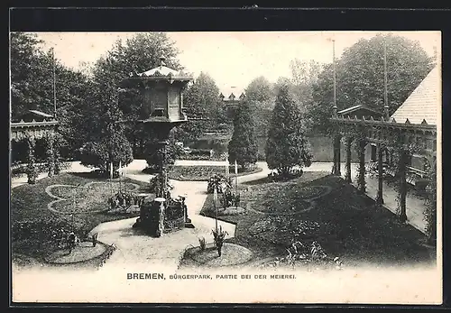 AK Bremen, Bürgerpark, Partie bei der Meierei