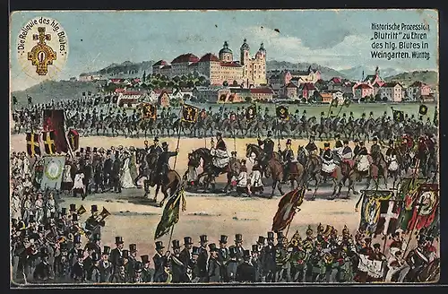 Künstler-AK Weingarten /Württbg., Historische Prozession Blutritt zu Ehren des Hlg. Blutes