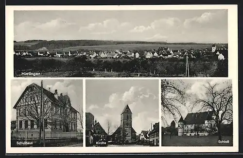 AK Hirrlingen, Schulhaus, Kirche, Schloss, Ortsansicht