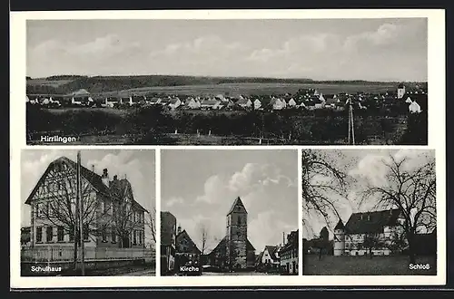 AK Hirrlingen, Schulhaus, Kirche, Schloss, Ortsansicht
