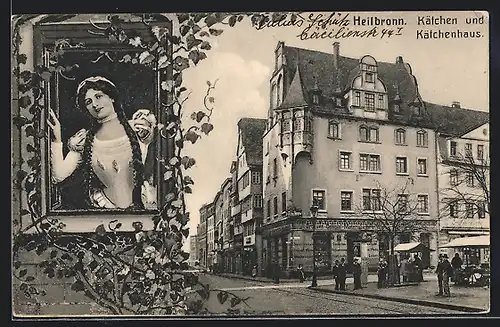 AK Heilbronn, Partie am Kätchenhaus mit Kätchen am Fenster