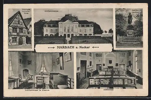 AK Marbach /Neckar, Schillermuseum und Schillerdenkmal