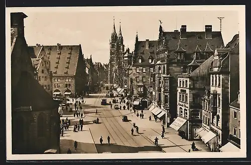 AK Nürnberg, Königstrasse mit Lorenzkirche